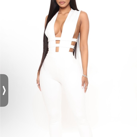 Fashion Nova Pants - Fashion Nova White Cut-Out Jumpsuit